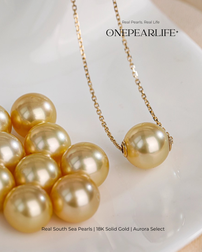 Solara – AAA+ Quality Natural South Sea Golden Pearl Pendant | 9–9.5mm | 18K Gold