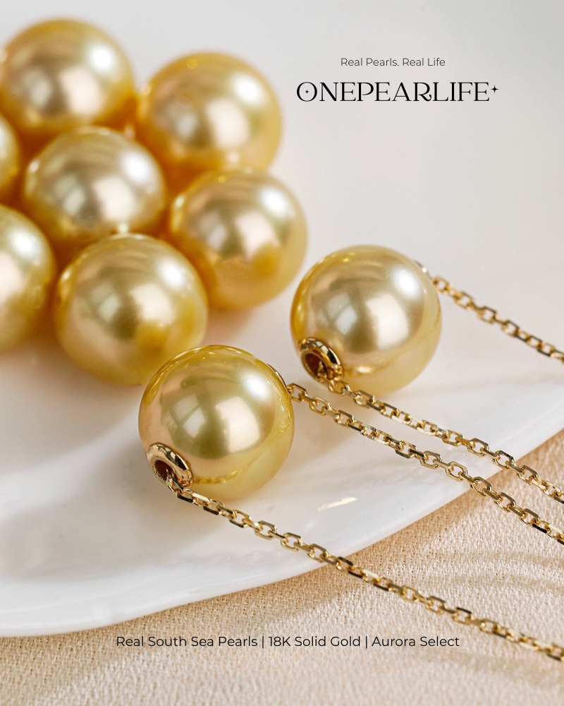 Solara – AAA+ Quality Natural South Sea Golden Pearl Pendant | 9–9.5mm | 18K Gold