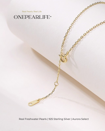 Soria – AAA Quality Natural Freshwater Oval Pearl Necklace | 6–6.5mm | 925 Silver Chain, 18K Gold Vermeil Pendant