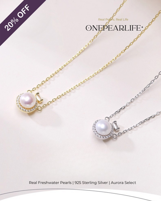 Soria – AAA Quality Natural Freshwater Oval Pearl Necklace | 6–6.5mm | 925 Silver Chain, 18K Gold Vermeil Pendant