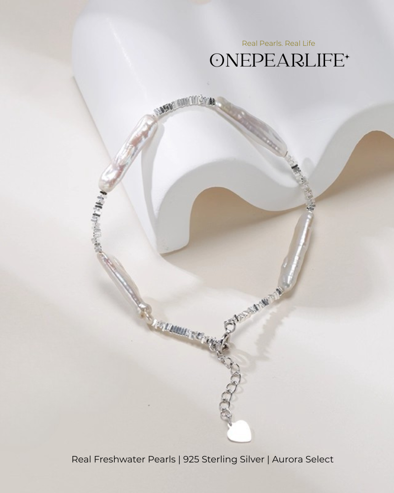 Valoria – AAA Quality Baroque Freshwater Pearl Jewelry Set | Necklace & Bracelet (8–10mm, 925 Sterling Silver)