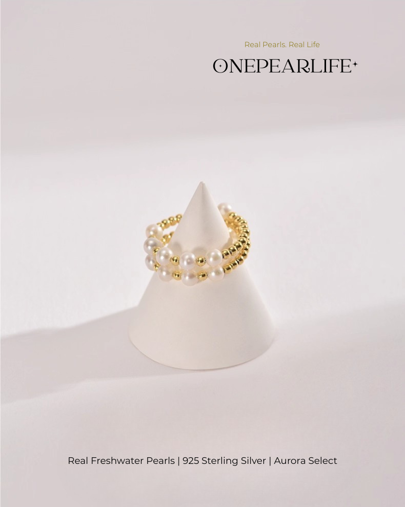 Velira – AAA Quality Natural Freshwater Pearl Adjustable Ring | 3–3.5 mm | 18K Gold Vermeil