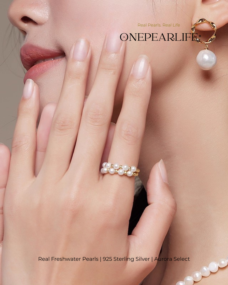 Velira – AAA Quality Natural Freshwater Pearl Adjustable Ring | 3–3.5 mm | 18K Gold Vermeil