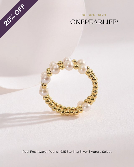 Velira – AAA Quality Natural Freshwater Pearl Adjustable Ring | 3–3.5 mm | 18K Gold Vermeil
