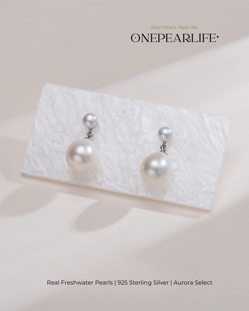 Vera – AAA Quality Natural Freshwater Oval Pearl Drop Earrings | 9–9.5mm | 925 Sterling Silver