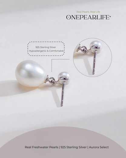 Vera – AAA Quality Natural Freshwater Oval Pearl Drop Earrings | 9–9.5mm | 925 Sterling Silver