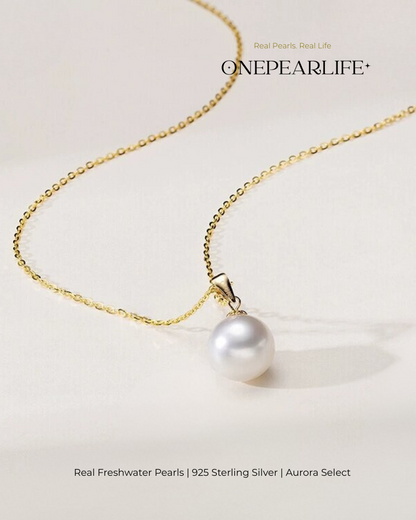 Viona – AAA Quality Natural Freshwater Round Pearl Pendant | 9–9.5mm | 18K Gold Vermeil