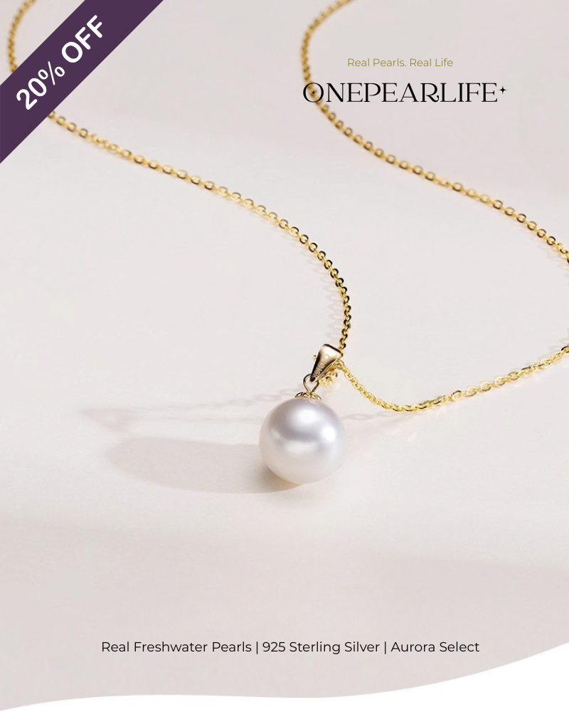 Viona – AAA Quality Natural Freshwater Round Pearl Pendant | 9–9.5mm | 18K Gold Vermeil