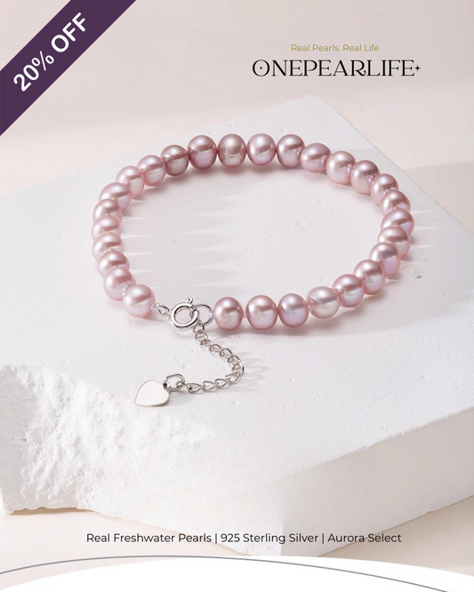 Viora – AAA Quality Light Purple Freshwater Pearl Bracelet | 7–7.5 mm | 925 Sterling Silver