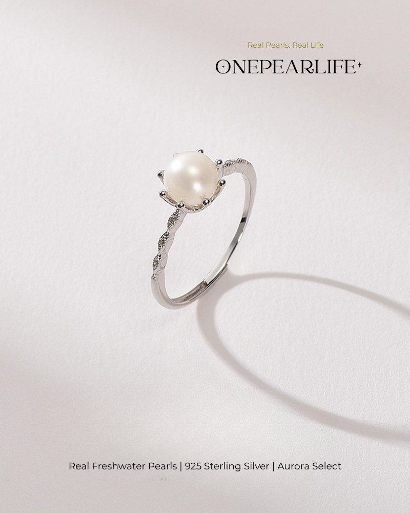 Virella – AAA Quality Natural Freshwater Pearl Adjustable Ring | 7–7.5 mm | 925 Silver