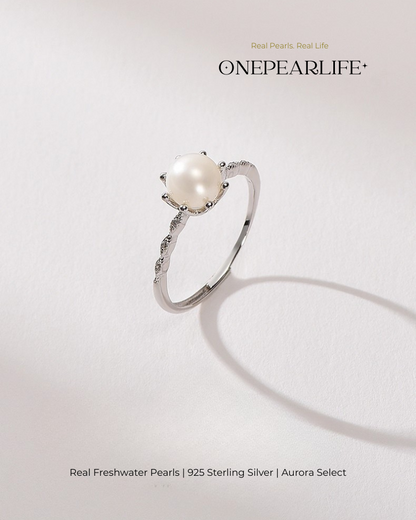 Virella – AAA Quality Natural Freshwater Pearl Adjustable Ring | 7–7.5 mm | 925 Silver