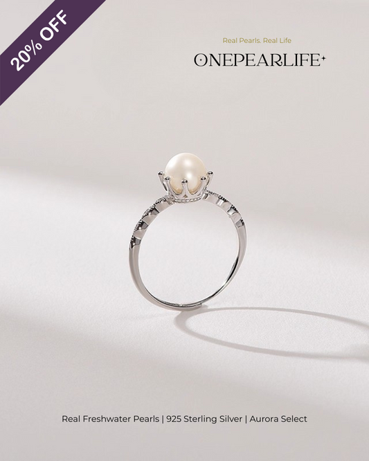 Virella – AAA Quality Natural Freshwater Pearl Adjustable Ring | 7–7.5 mm | 925 Silver