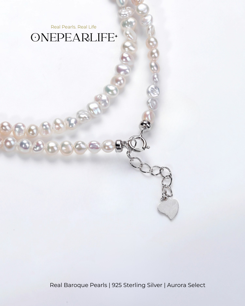 Vivia – AAA Quality Natural Mini Baroque Freshwater Pearl Necklace | 3–4mm | 925 Sterling Silver