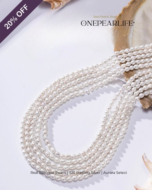 Vivia – AAA Quality Natural Mini Baroque Freshwater Pearl Necklace | 3–4mm | 925 Sterling Silver